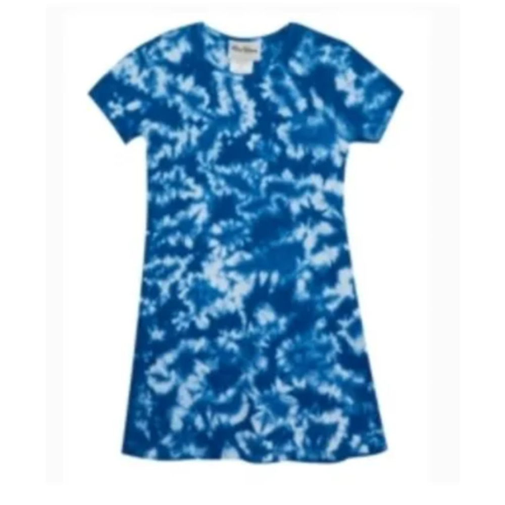 Rare Editions Girls Size 8 Blue Tie Dye Rib Knit T-Shirt Dress New